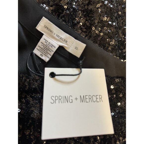 Spring + Mercer Dress XL Black Sequin One Long Sleeve Party Wedding Cruise NEW - Picture 8 of 11